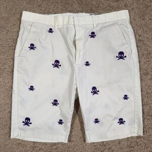 G/FORE Golf Shorts Mens 36 Embroidered Skull Crossbones 10" Preppy Chino Luxury